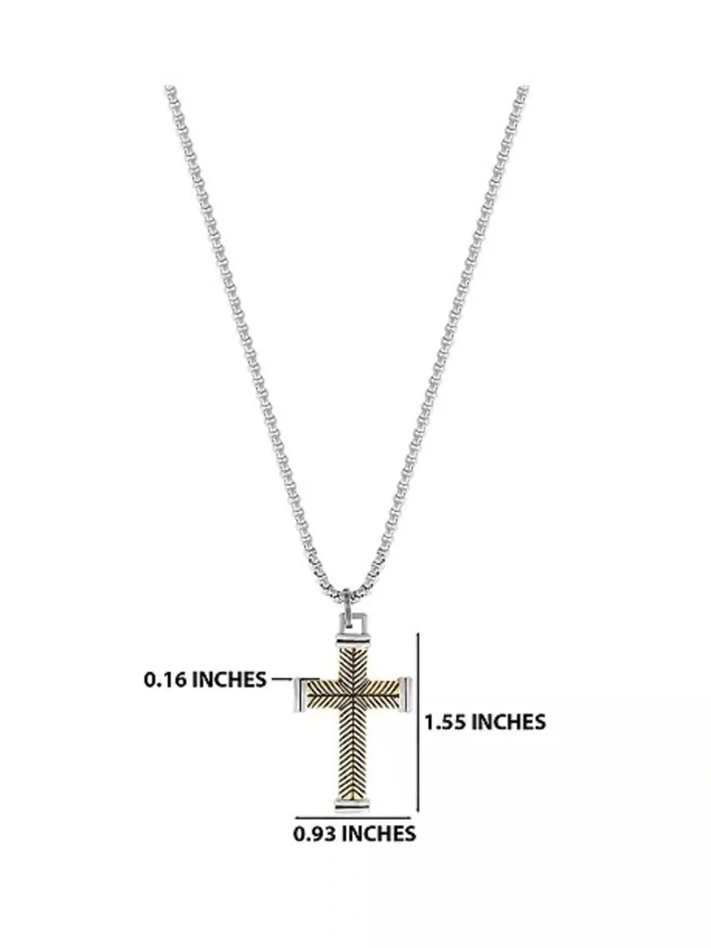 Lucky Brand Silver Necklace with Gold-Tone Chevron Cross Pendant